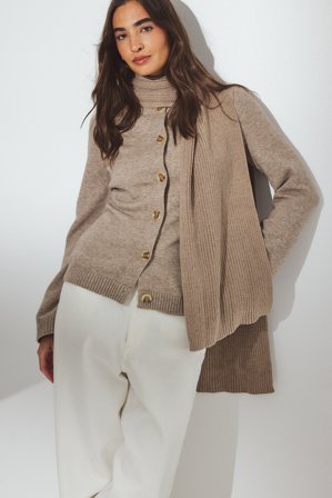 NA-KD - Strikket figursydd cardigan - Cardigan - Beige - M