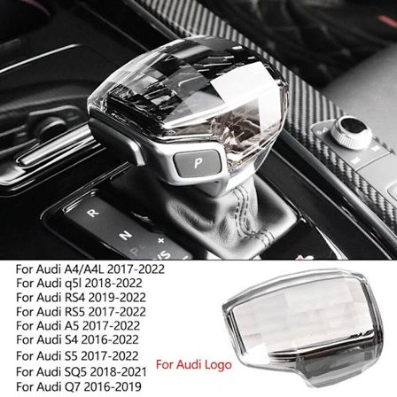 Ushilife Bil Kristall Handtag Växelspak Knopp Spak Huvud Dekor Skydd För Audi A4 A4L A5 A6 A6L A7 A8 Q5 Q5L Q8 S4 S5 Q7 C8-Typ A För Audi Logotyp