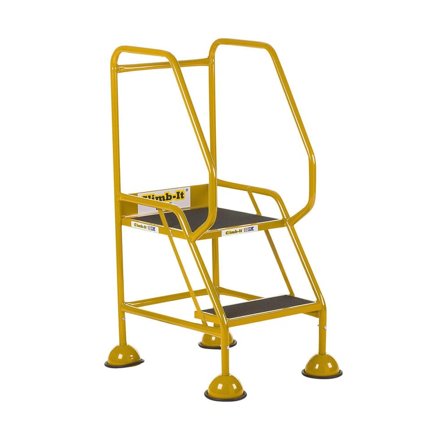 Domed feet mobile safety steps, 2 treads, H 545 mm, yellow