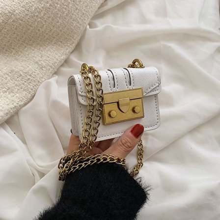 Lyx designer handväska kedja kvinnlig väska VIT