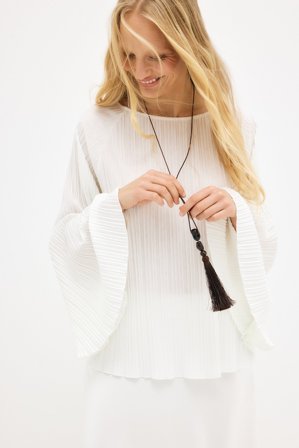 Katarina Krebs x NA-KD Cape Pleated Blouse - Bluser - Råhvid - M