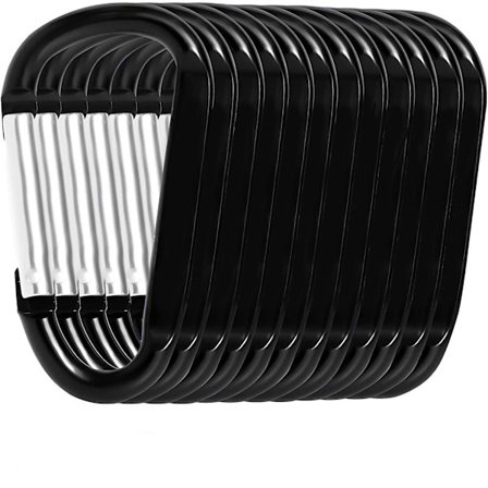 Karabiini avaimenperä - Alumiininen karabiini avaimenperä - 12 kpl, D-rengasmuotoinen karabiinihaka, jousipainike avaimenperä