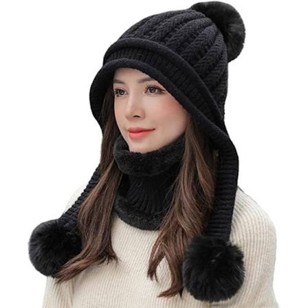 Naisten talvipipo hattu Perulainen ympyrä huivi setti hiihtokorvaläpät