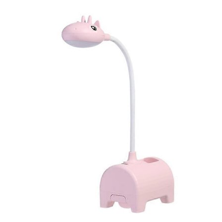 Rosa LED Skrivebordslampe til Børn, Trefarvet Dæmpbar Skrivebordslampe, Touch-kontakt/USB-tilslutning/Penholder, Læselampe til Børneværelse, Studier, 