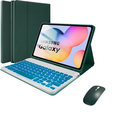Fodral för Samsung Tab A9 Plus 11 tum Färgglatt Bakgrundsbelyst Bluetooth Tangentbord Pennhållare Läderfodral + Mus
