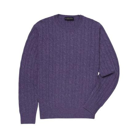 Brooks Brothers Cable-Knit Crew-Neck Sweater Lilla, Herre