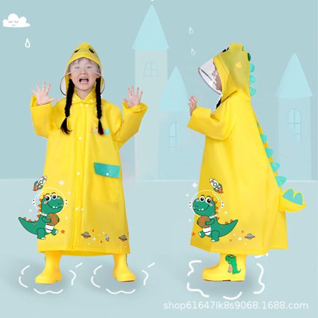 Børns regnfrakke drenge og piger folkeskoleelever ny stil børn 3-10 år gamle børn går i skole med skoletasker regnfrakke
