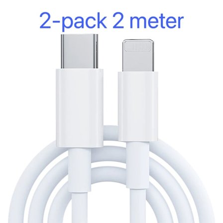 Yhteensopiva 2-pakkaus laturi iPhonelle - USB-C - Kaapeli / Johto - 20W - 2m - Pikalaturi Valkoinen