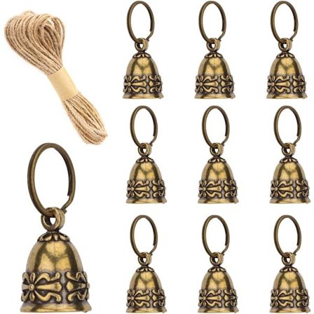 10 styk antikke kobberklokker, vindspil til hjemmet, dørklokker eller dekorative klokker til bryllupsdekorationer, jul