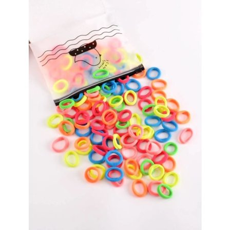 Pakke med 100 hårbånd 9 blandede farver ca 25~30 mm