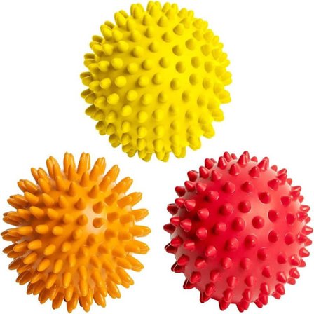 Piggete Massasjeballer For Fot, Rygg, Muskler - 3 stk. Myke Til Harde Piggete Massasjerulle-sett For Plantar Fasciitt, Triggerpunktbehandling, Trening