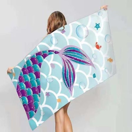 2024, Merenneito Rantapyyhe - 160 x 80 cm Kylpypyyhe Lapsille Puuvilla Frotee Pehmeä Ihoystävällinen Imukykyinen Matkasuihku Uinti Retkeily Pyyhe