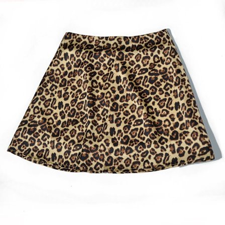 AVEKI Kvinners Leopard Print Høy Midje Lag Satin Kort Skjørt, Gul - Leopard, S