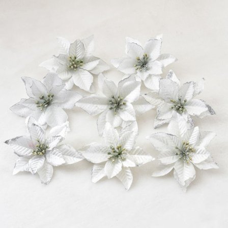 Keinotekoiset joulutähdet koristeet joulukuusen koristeet kimaltelevat kukat yhteensopiva joulu, häät, juhlat (8 kpl)