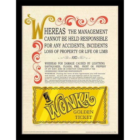 Willy Wonka & The Chocolate Factory Golden Ticket Inramad Poster