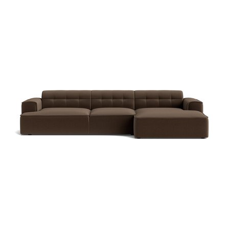 Marbella XL Chaiselongue-Sofa, rechts, Lisboa Braun, modernes Design, gesteppte Rückenlehne, großzügige Sitzfläche, hoher Komfort, 75cm Höhe