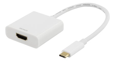 Deltaco USBC-HDMI7 - ekstern videoadapter - hvit