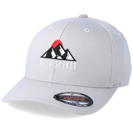 Wild Spirit - Grå flexfit Keps - Logo WS Silver Flexfit @ Hatstore