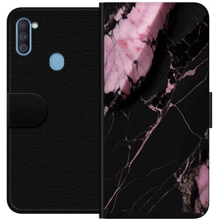 Kompatibelt Plånboksfodral till Samsung Galaxy A11 Svart rosa marmor