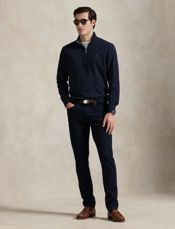 Polo Ralph Lauren Luxury Jersey Quarter-Zip Pullover - Navy - XS