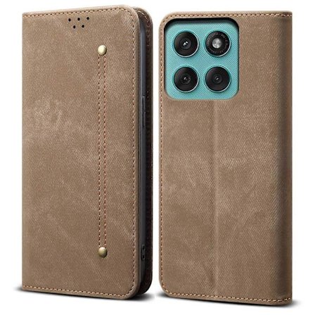 Til Motorola Moto G56 5G Etui Jeans Klæde Tekstur Anti-Ridse Læder Støtteben Telefon Cover (FMY)