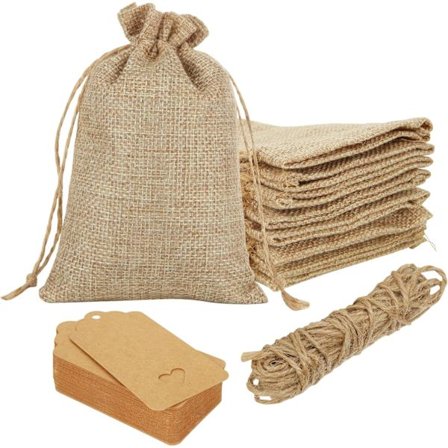 50 st små säckvävspåsar med dragsko 10x15cm Jutesäckar Jute Presentpåsar Säckvävspåsar med dragsko