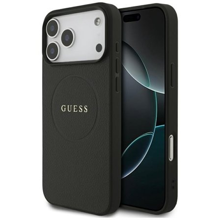 Guess Grained Ring MagSafe-etui til iPhone 17 Pro Max - sort