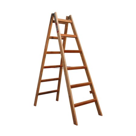 Trätrappstege, 2x6 steg, höjd: 1630 mm