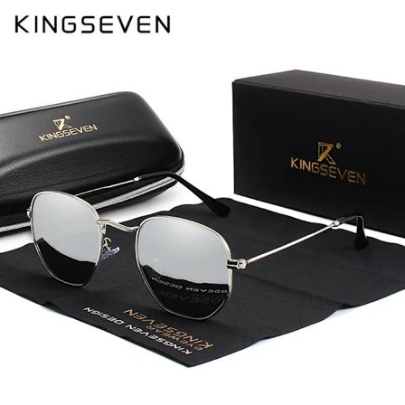 KINGSEVEN 2022 Klassiska Reflekterande Solglasögon Män Hexagon Retro Solglasögon Rostfritt Stål Glasögon Oculos Gafas De Sol Shades
