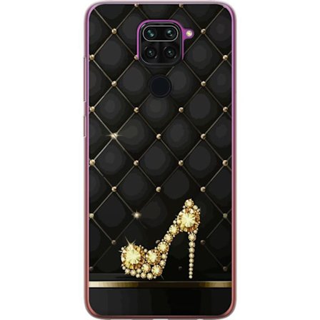 Kompatibelt Mobildeksel til Xiaomi Redmi Note 9 Gullig høyhælt sko med diamanter