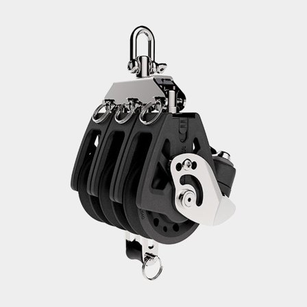 Triplas con grillete Lewmar Synchro 60, fijo/giratorio, con cojinetes deslizantes, con mordaza y boza, adecuado para cabos Ø8 - 10 mm