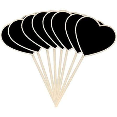 10 stk. Hjerteformede træplantelabels Sort tavle Haveetiket