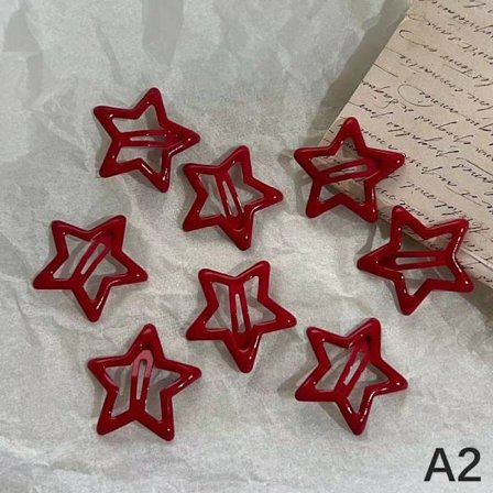 5 stk Red Star Metal Snap Lucky Clip Hårspænder Pigehårnåle B