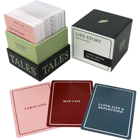 Samtalekort for familier - 150 stk. Livshistorie Intervjukortsett - Bli kjent med foreldre og besteforeldre for familien[qb]