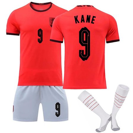 VM 2022-2023 England Sæt T-shirt nr. 9 Harry Kane Uniform fodboldtrøje til voksne med sokker