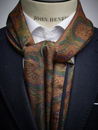 John Henric Men's Grüner Schal aus Wolle & Seide Size Onesize
