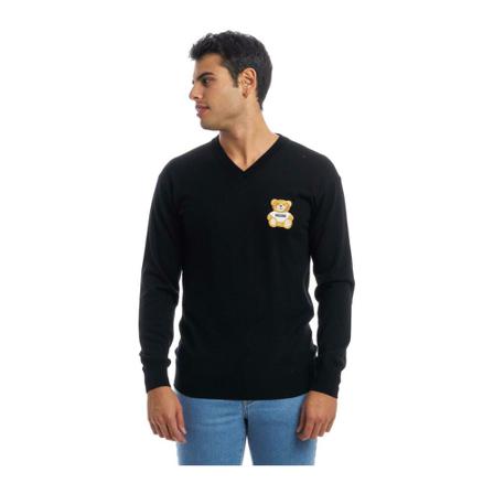 Moschino V-neck Strik Sort, Herre
