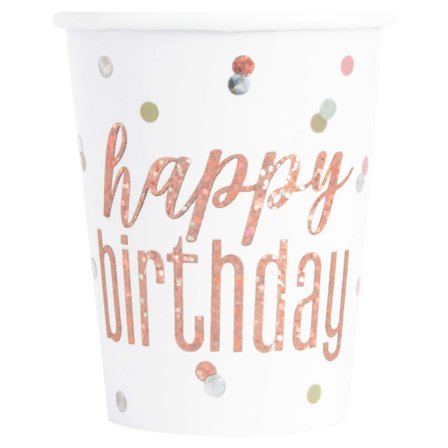 Happy Birthday Krus Hvide & Roséguld