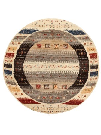 Tapis Gabbeh Loribaft Ø 150 Rond Marron/Orange (Laine, Inde)
