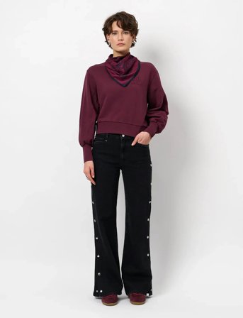 Dante6 Dante6-Belvina Button Up Wide Leg Jeans - Black - 31