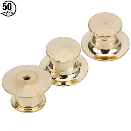 50 st Brochspännen Väska Låsande Fäste Platta Hatt Namn Taggar Bok Stift Hållare 7 x 10mm Guld