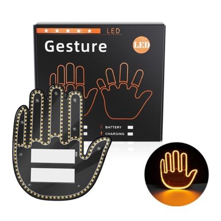 Universelt LED-belyst gestuslys med fjernbetjeningsskilte til vejrage. Fingerlampe