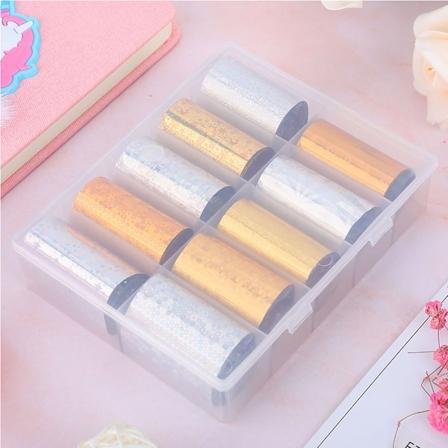 10 Rullaa Laatikossa Kynsilakkatarroja Sekalaisia V rej Foliot htitaivas Glitter Kynsi K reet TZ06