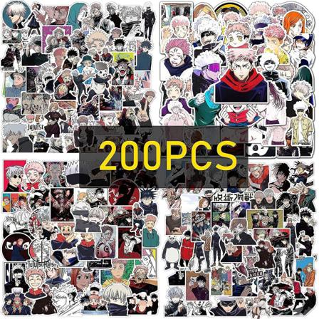 200 stk Jujutsu Kaisen Klistremerker Jujutsu Kaisen Klistremerker Pakke Jujutsu Kaisen Varemerke