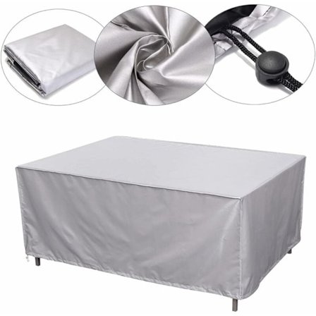 Vattentålig rektangulär trädgårdsmöbelskydd av 600D Oxford-tyg för trädgårdsbord och möbler - Regn-, damm- och UV-skydd
