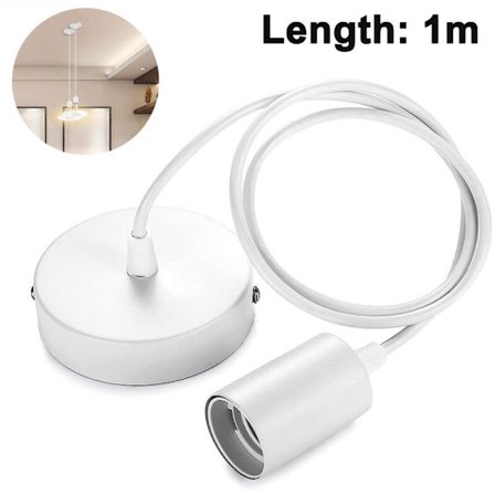 Pendellampa i metall, E27 lamphållare med kabel, sladdpendel, pendellampsladd, idealisk för takbelysning, 1m, vit?