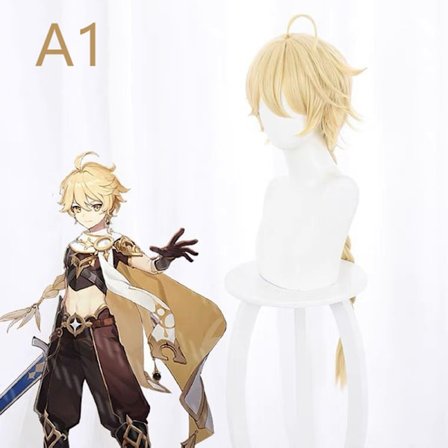 Anime Genshin Lumine Aether Traveler Peruukit Kultainen lämmönkestävä