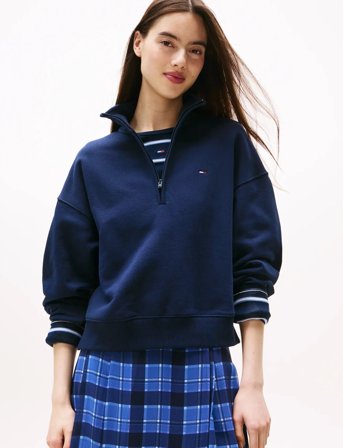 Tommy Jeans Tjw Bxy S-Flag 1/4 Zip - Navy - M