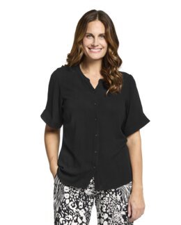 V-ringad creppad blus Svart - 44 - Åshild