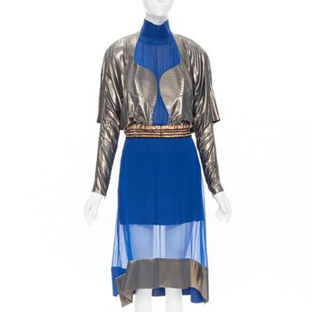 Balenciaga Vintage Pre-owned Silk Klänning blå, Dam, Dam, Storlek: S
